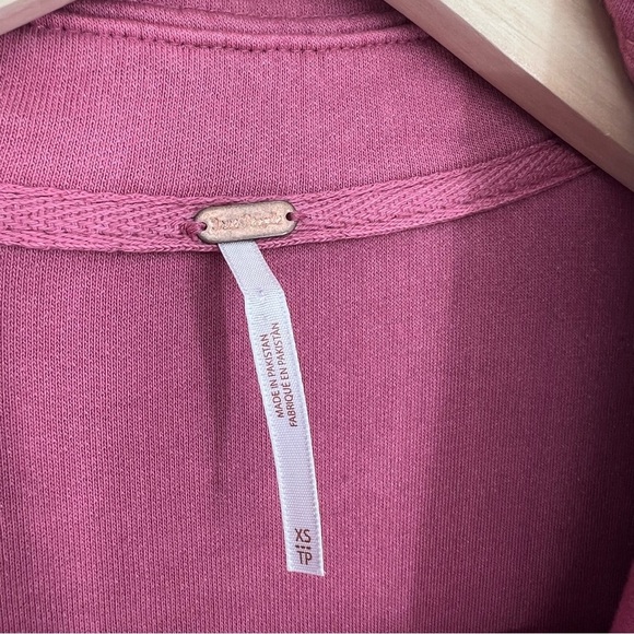 Free People Ruby Jacket Pink Oversized Distressed Elbow Patches Comfy - Picture 7 of 12
